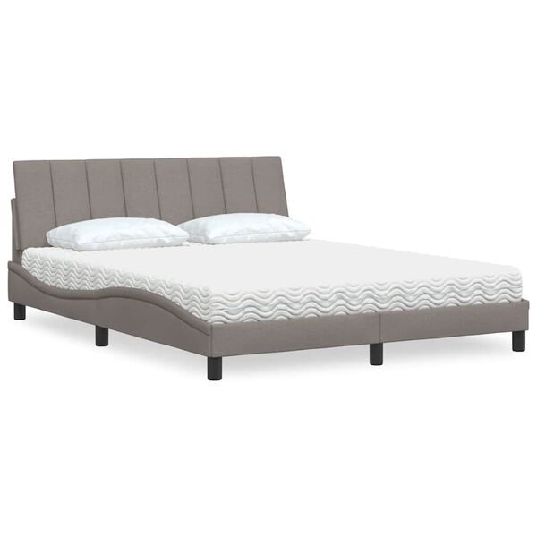vidaXL Bett mit Matratze "Hanko" Taupe 160x200 cm Stoff
