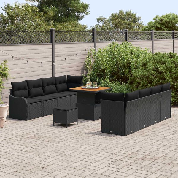 vidaXL Garten-Sofa-Set 11 pcs Schwarz Poly-Rattan