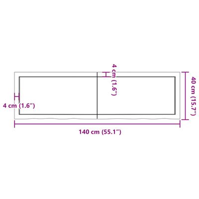 vidaXL Waschtischplatte Dunkelbraun 140x40x(2-4)cm Massivholz