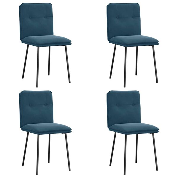 vidaXL Esszimmerst&uuml;hle 4 Stk. Blau Samt