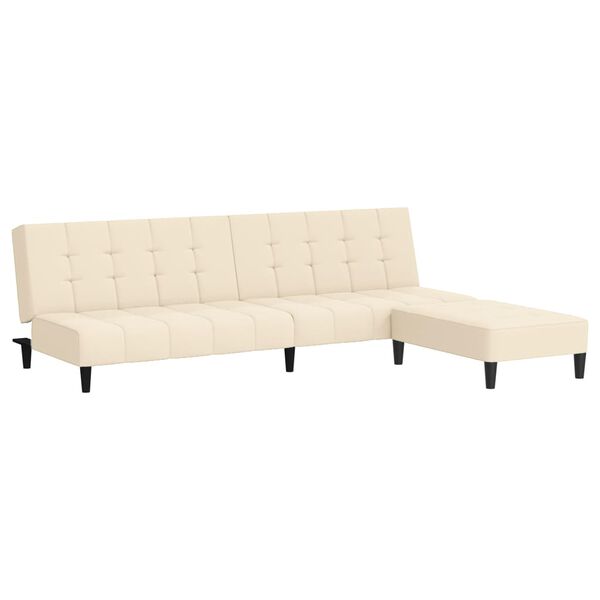 vidaXL Schlafsofa 2-Sitzer mit Hocker Creme Samt