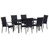 vidaXL Garten Essgruppe 7 stk. Schwarz Pulverbeschichteter Stahl