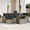 vidaXL 7-tlg. Garten-Sofagarnitur mit Kissen Hellgrau Poly Rattan