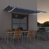 vidaXL Markise Manuell Einziehbar mit LED 500x350 cm Blau und Wei&szlig;