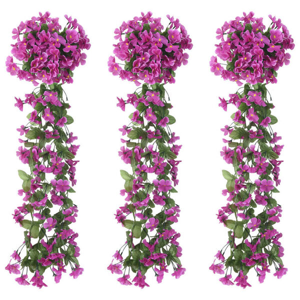 vidaXL Weihnachtskr&auml;nze Blumen 3 Stk. Helllila 85 cm