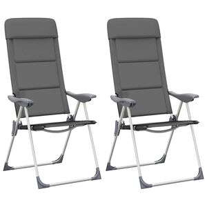 vidaXL Campingstuhl 2 Stk. Grau 58 x 69 x 111 cm Aluminium