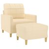 vidaXL Sessel mit Hocker Creme 60 cm Stoff