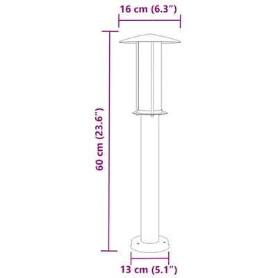 vidaXL Wegeleuchten 3 Stk. Silbern 60 cm Edelstahl