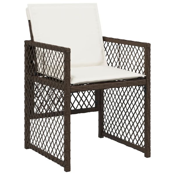 vidaXL 11-tlg. Garten-Essgruppe mit Kissen Braun Poly Rattan
