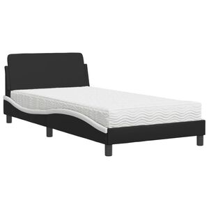 vidaXL Bett mit Matratze "Dover" Schwarz und Wei&szlig; 100x200 cm Kunstleder