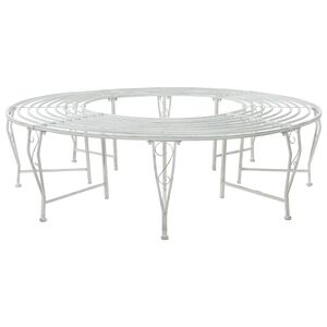 vidaXL Baumbank 8-Sitzanzahl &Oslash; 160 x 44 cm Stahl Antik Wei&szlig; Rund