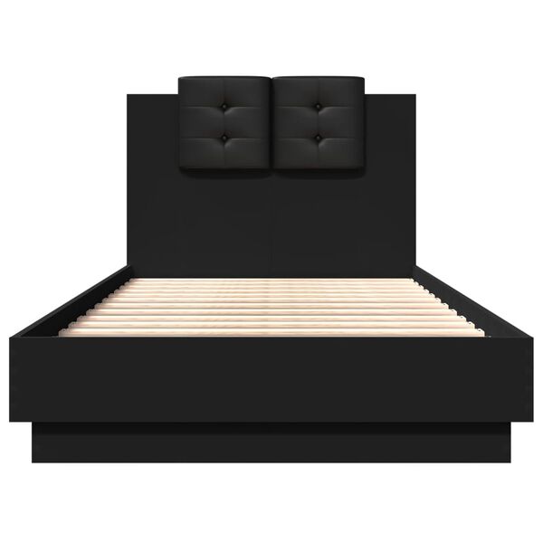 vidaXL Bettgestell mit Kopfteil Schwarz 90x190 cm Holzwerkstoff
