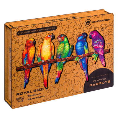 UNIDRAGON 620-tlg. Holzpuzzle Playful Parrots Royal Size 72x40 cm