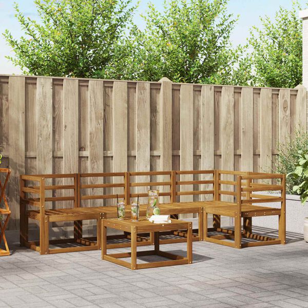 vidaXL Outdoor-Sofagarnitur mit Kissen 6 pcs Natur und Creme