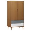 vidaXL Kleiderschrank MOLDE Braun 90x55x175 cm Massivholz Kiefer