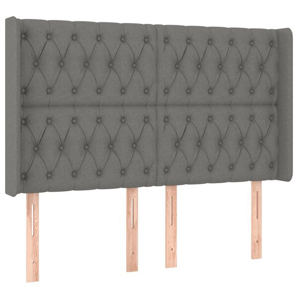 vidaXL LED Kopfteil Dunkelgrau 163x16x118/128 cm Stoff