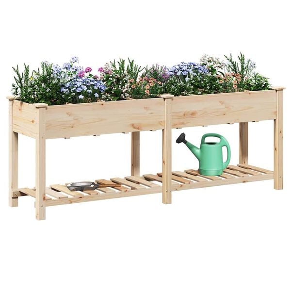 vidaXL Garten-Pflanzgefäß mit Regal Beige 203,5 x 53 x 76,5 cm