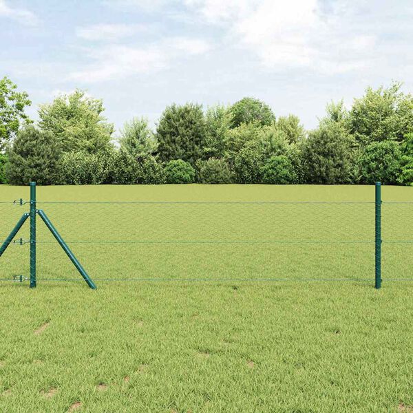 vidaXL Zaunpfosten Gr&uuml;n 100 x 0,6 m (25 mm Maschen) Stahl und PVC