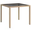 vidaXL Gartentisch 90x90x75 cm Geh&auml;rtetes Glas Poly Rattan Beige