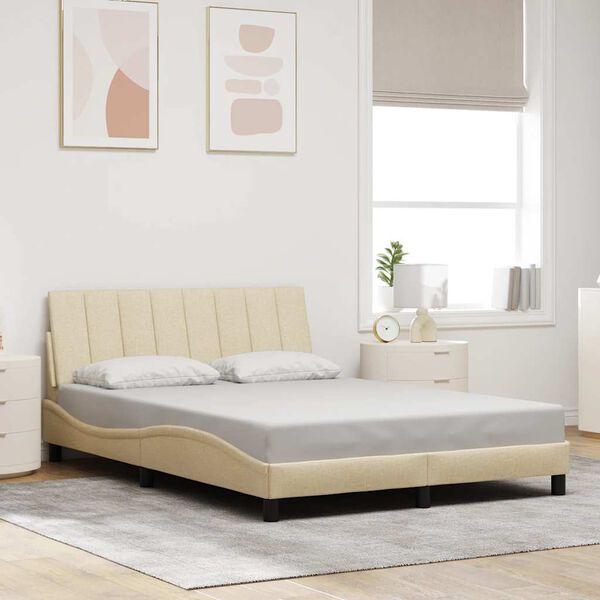 vidaXL Bettgestell ohne Matratze "Hanko" Creme 140x190 cm Stoff