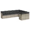vidaXL 9-tlg. Garten-Sofagarnitur mit Kissen Hellgrau Poly Rattan