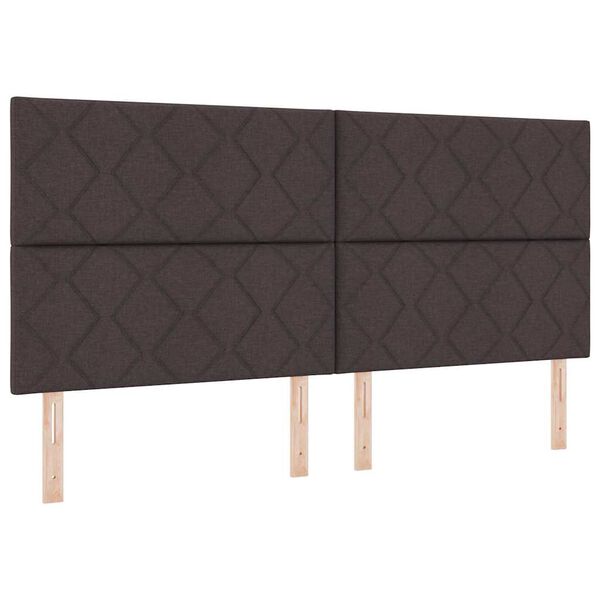 vidaXL LED Boxspringbett mit Matratze Dunkelbraun 200 x 200 cm Stoff