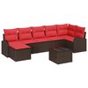 vidaXL Sofa Set mit Kissen 8 pcs Braun und Rot Poly-Rattan