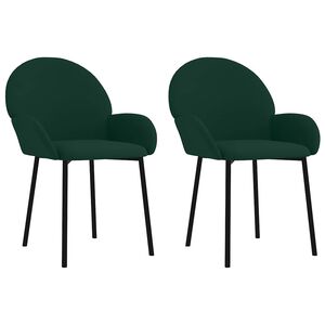 vidaXL Esszimmerst&uuml;hle 2 Stk. Dunkelgr&uuml;n Samt