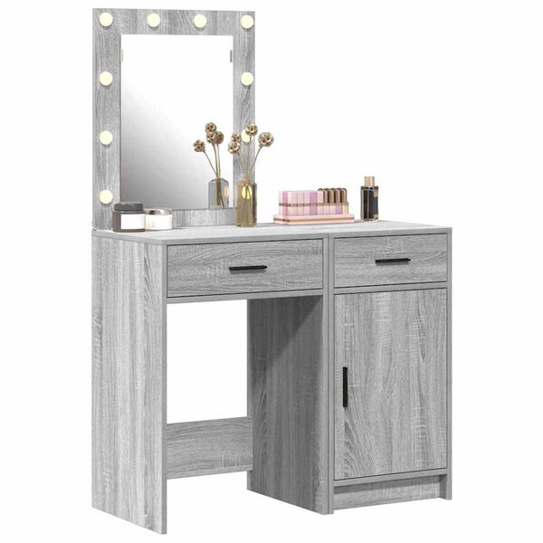 vidaXL Schminktisch mit T&uuml;r 2 pcs Grau 50 x 41 x 135 cm Holzwerkstoff