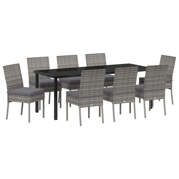 vidaXL Garten Essgruppe 9 pcs Grau Pulverbeschichteter Stahl