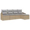 vidaXL Sofa Set mit Kissen 5 pcs Beige und Hellgrau Poly-Rattan