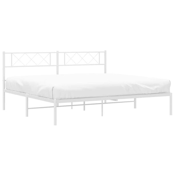 vidaXL Bettgestell mit Kopfteil Metall Wei&szlig; 193x203 cm