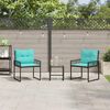 vidaXL Gartenm&ouml;bel-Set mit Kissen 3 pcs Schwarz und T&uuml;rkis
