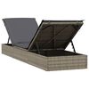vidaXL Sonnenliegen 2 Stk. mit Tisch Grau Poly Rattan
