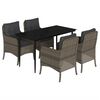vidaXL 5-tlg. Garten-Essgruppe mit Kissen Grau Poly Rattan