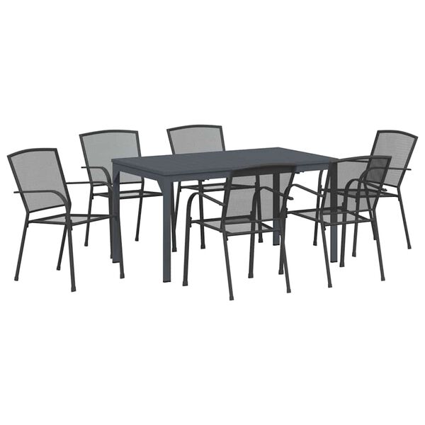 vidaXL Garten Essgruppe 7 pcs Anthrazit Pulverbeschichteter Stahl