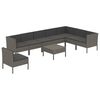 vidaXL 9-tlg. Garten-Lounge-Set mit Auflagen Poly Rattan Grau