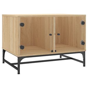 vidaXL Couchtisch mit Glast&uuml;ren Sonoma-Eiche 68,5x50x50 cm