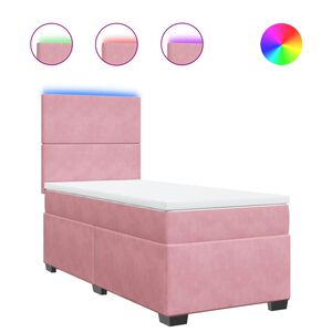 vidaXL Boxspringbett mit Matratze Rosa 100x200 cm Samt