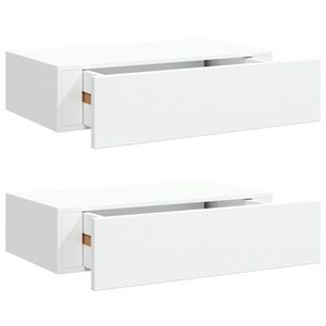 vidaXL Wandregale mit Schubladen 2 Stk. Wei&szlig; 40x23,5x10 cm MDF