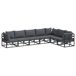 vidaXL Gartensofa-set 7 stk. Schwarz Aluminium