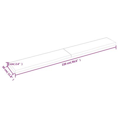 vidaXL Waschtischplatte 220x30x(2-6) cm Massivholz Unbehandelt