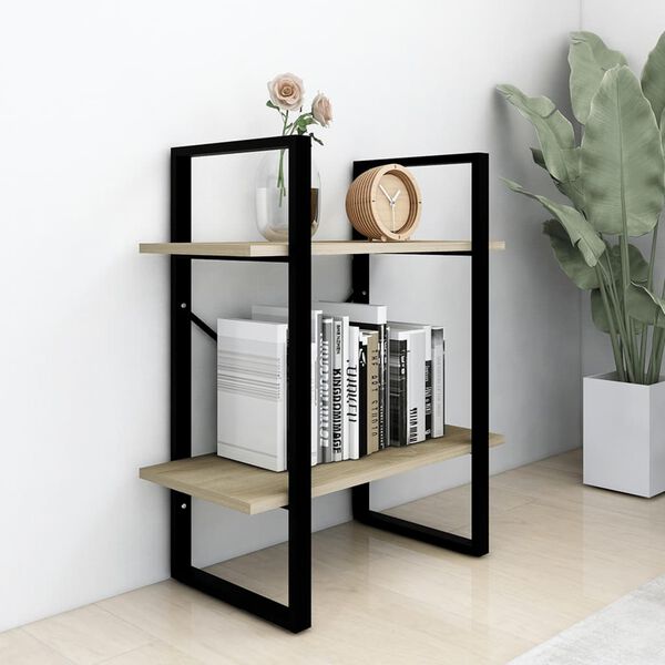 vidaXL B&uuml;cherregal 2 F&auml;cher Sonoma-Eiche 60x30x70 cm Holzwerkstoff