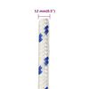 vidaXL Bootsseil Wei&szlig; 12 mm 25 m Polypropylen