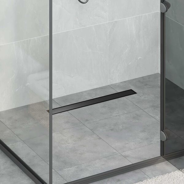 vidaXL Duschablauf 2-in-1 mit 360&deg; Siphon Schwarz 60 cm Edelstahl 304