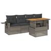 vidaXL 5-tlg. Garten-Sofagarnitur mit Kissen Grau Poly Rattan