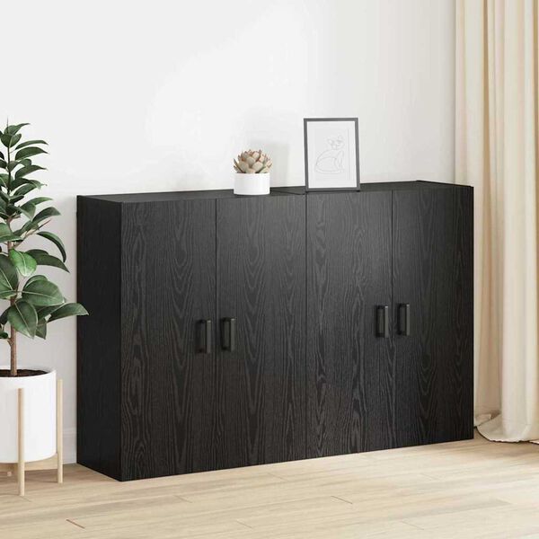 vidaXL Wandschrank 2 pcs Schwarz Eichen-Optik 69,5 x 34 x 90 cm