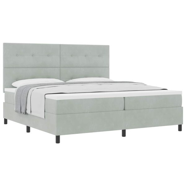 vidaXL Boxspringbett mit Matratze Hellgrau 200 x 200 cm Stoff