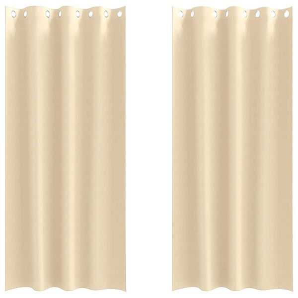 vidaXL Verdunkelungs-Vorh&auml;nge mit Ringen 2 pcs Creme 225 x 140 cm