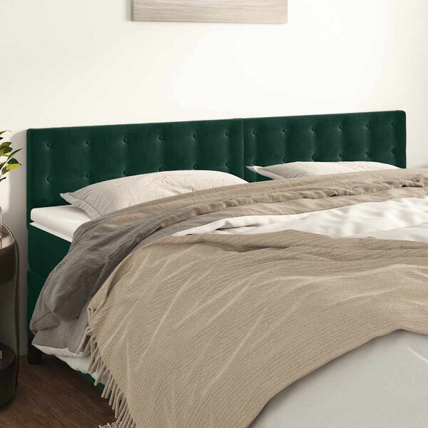 vidaXL Kopfteile 2 Stk. Dunkelgr&uuml;n 100x5x78/88 cm Samt